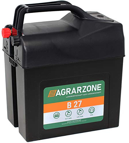 Agrarzone Weidezaungerät B27 9V 0,45 Joule Batterie Elektrozaungerät Solar | 9.600V, LED-Kontrolle, Pferde, Hunde, Katzen, mobiler Weidezaun