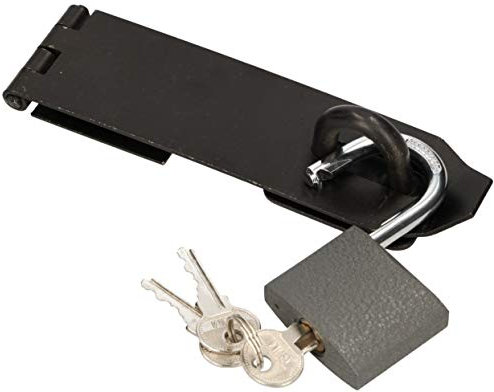 KOTARBAU® Überfalle Mit Vorhängeschloss Verschiedene Gr.Überfallscharnier Überwurf Panzerriegel Türschloss Sicherheitsüberfalle Pulverbeschichtet Haspe (170 mm)