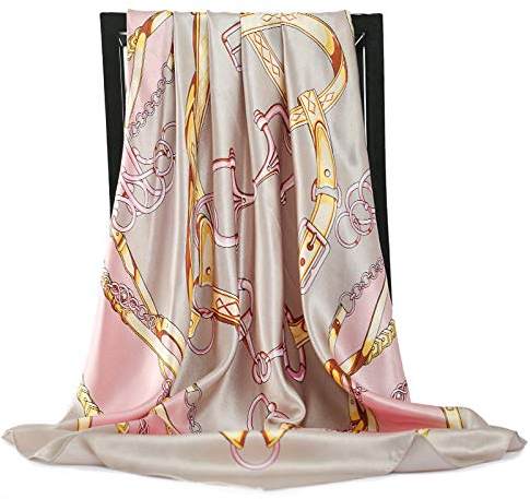 Schal Damen Seidenschals Damen Print Foulard Satin Square Head Hijab Schals Für Damen Schals Bandana Schalldämpfer Schal-10_90X90Cm