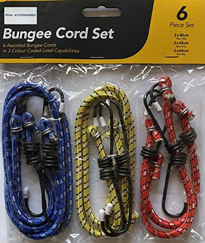 6pcs Universal Bungee Cords, Elastic Bungee Straps with Metal Hooks Heavy Duty Bungee Ropes for Caravan Camping RVs Trunks Luggage Racks Heavy Duty Bungee Cord