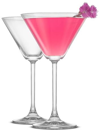 JoyJolt Olivia Crystal Martini Glasses - Premium Glassware Set Made in Europe - 9.2 oz Tall Martini Glasses - Elegant Cocktail Glasses - Set of 2 Martini Glass for Drinks such as Martini or Manhattan