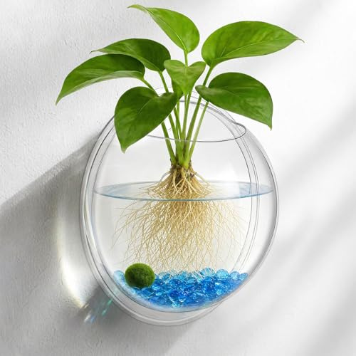 iplusmile Fish Tank Fish Tank Hanging Wall Mounted Fish Bowl- Acrylic Wall- Mounted Plant Pot Aquarium Wall Decor Hanging Fish Bowl for Water Plants (7 inch) Betta Fish Tank Betta Fish Tank