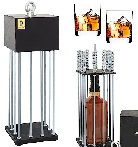 Alcohol Cage – Flaschenkäfig – Schnapsspender mit Gläsern – Alkohol Versteck – Alkohol Geschenke für Männer – Flaschenhalter Schnaps – Schnapsspender mit 2 Gläser