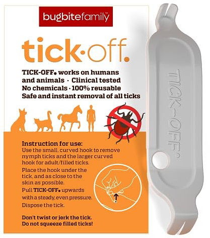 tick-off® | Patentierte Zeckenzange Mensch | Doppelseitige Zeckenzange für Hunde Katzen Pferde | Zecken Entferner mit 2 Zeckenhaken & Ergonomischem Griff | Klinisch getestet | Einzelpackung Weiß