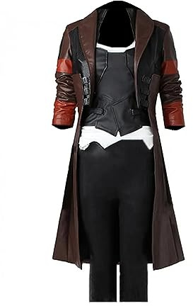 MAXDUD Brauner Damenmantel Zoe Kostüm Galaxy 2, Halloween, stilvoller Ledermantel für Damen, Braun – echtes Leder, 38