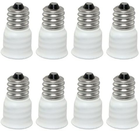 SQXBK 8PCS White E12 to E14 Bulb Converter - LED Light Holder, Lamp Adapter, Socket Changer