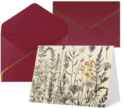 Grußkarten mit Umschlägen Blanko Notizkarten Blumen Kräuter Botanische Gravur Druck Dankeskarten Perlglanz Papier Urlaubskarten Lustige Geburtstagskarte 10,2 x 15,2 cm Weihnachtskarten Party