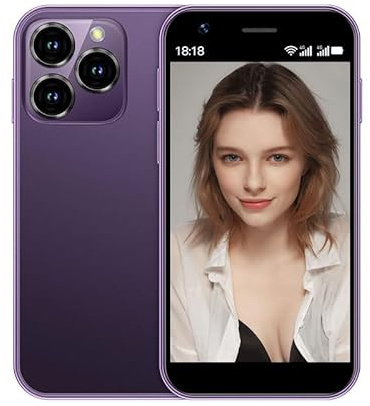 Hipipooo Mini-Smartphone, entsperrt, 4G-Handy, 3,0 Zoll, Dual-SIM, 2000-mAh-Akku, Dual-Kamera, Android 10.0 Quad-Core, WLAN, Bluetooth, Hotspot, Backup-Telefon(Lila,3 GB + 64 GB)