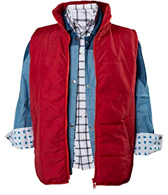 Daiendi Costume cosplay Marty McFly unisex per adulti - Set completo - Top + camicia + gilet - Costume per Halloween