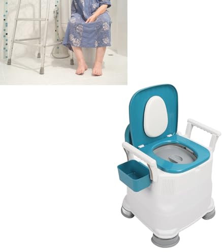 ZJchao Commode Chair, Leak-proof Indoor Toilet, Portable Toilet Seat, Widened Handle, Height Adjustable, Prevents Slipping, Commode Chair with Bin Bag