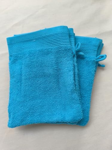 6 x Turquoise Aqua Premium Cotton Wash Mitts Absorbent Flannel Face Glove Bath