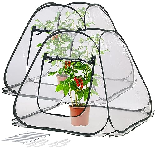 Royal Gardineer Popup Gewächshaus: 2er-Set kompaktes Pop-Up-Gewächshäuser, klar, universal, 80x70x80 cm (Winterschutz-Zelte, Kleines Gewächshaus, Winter)