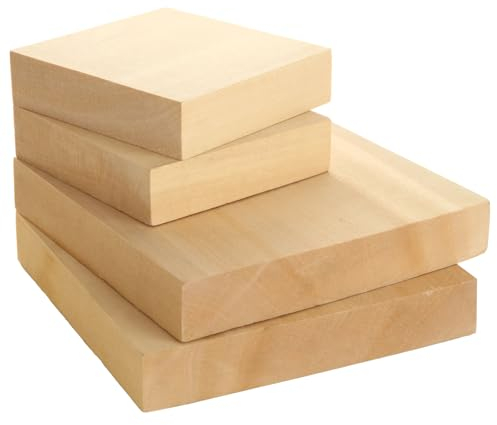 MEIDIV 6PCS Blank Wooden Square Blocks,15x15x2.5cm,10x10x2.5cm Basswood Carving Wood for Whittling, Unfinished Wooden Squares for Crafts, Wood Blanks for Painting, Crafts