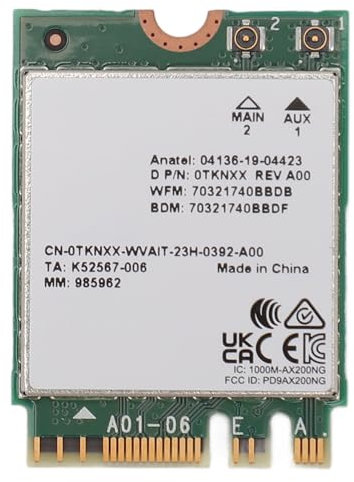 Adaptador WiFi de Interfaz WiFi 6 AX200 1650X M.2 con Bluetooth 5.2 para 11, Linux, 2,4 GHz 574 Mbps y 5 GHz 2400 Mbps, WiFi 6 AX200 para Computadora de Escritorio