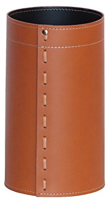 LIMAC Design BATTISTA Corbeille à papier Bureau, Poubelle en cuir, Corbeilles pour Hotel, Chambre, Rangement design, Panier à cartes, produit en Italie. (Marron)