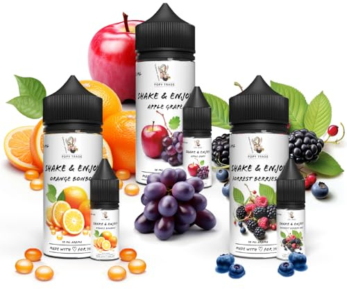 POPY TRADE - Shake & Enjoy 3er Top-Seller Set No. 5 - Overdosed Aroma 10 mal je 10ml in Dosierflasche, Für Lebensmittel, Getränke, Vernebler, Nebelmaschinen
