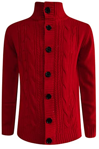 Chaqueta de forro polar para hombre, chaqueta tradicional para hombre, cuello alto con botón, cárdigans Slim Fit para hombre, jersey de punto grueso, chaqueta de invierno para hombre, chaqueta de