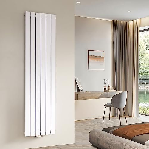 Radiateurs de Salle de Bain Radiateur Plat Vertical 1800x460mm Radiateur Panneau Double Couche Blanc Connexion Centrale Plate 1670 Watt Chauffage