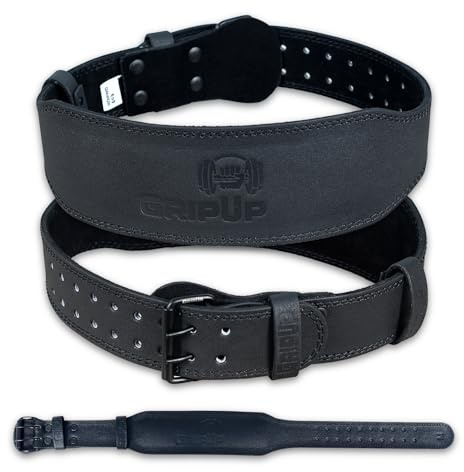 GripUp Gewichthebergürtel Fitness 4” & 6” – Verstellbarer Trainingsgürtel mit starker Schnalle, Powerlifting Krafttraining Gürtel Bodybuilding Gym Weight Lifting Belt Männer Damen (Schwarz 4, 3XL)