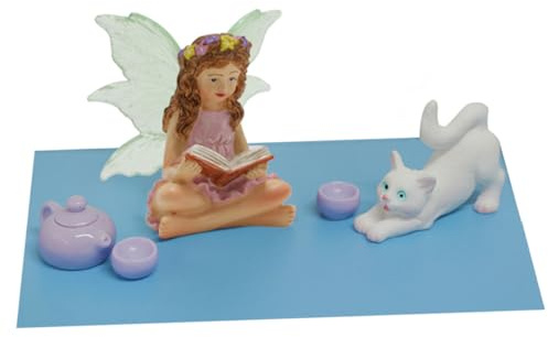 KONTONTY 1set Resin Cat Fairy Statue Teacup Garden Decoration for Outdoor Landscape Cat Figurines for Home Decor and Display