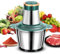 Mini Hachoir Electrique Alimentaire 2L Bol Acier Inoxydable 250W, Hachoir Electrique Cuisine avec 2 Vitesses, Hachoir pour Hacher Viande, Oignons, Légumes et Fruits (Vert)