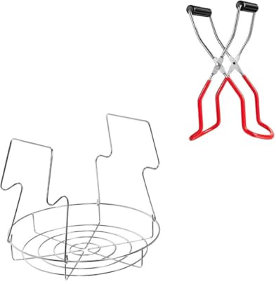 Homoyoyo Stainless Steel Canning Rack Set Red Canning Tongs Portable Storage Organizer for Cans for Kitchen Cabinet and Pantry