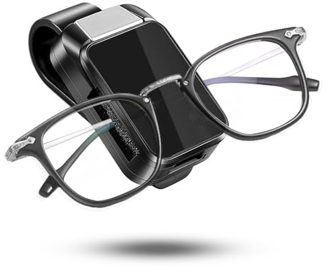 SUNNIFLY Brillenhalter für Auto Sonnenblende, Snap-on Sonnenbrillenhalter Auto, Passend für die Meisten Sonnenbrillen, Kurzsichtige Brille (schwarz)