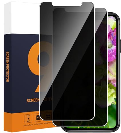 Carantee 2 Stück Schutzfolie für Panzerglas für iPhone 11/XR Sichtschutz, | 2,5D Kante, Sensitive Touch, Keine Blasen, Kratzfest Sichtschutzfolie, Privatsphäre Anti-Spy iPhone 11/XR Displayschutzfolie
