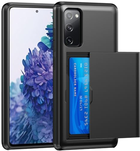 SZSSZSM Coque Galaxy S20 FE Portefeuille Anti-Choc Porte-Cartes, Noir