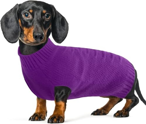 IECOii Jumper för hundar, varm fleece hundtröja för medelstora hundar, hundpullover fleece, vinter hundrock, liten medelstor hundtröja för julkläder, tax pullover, lila, M