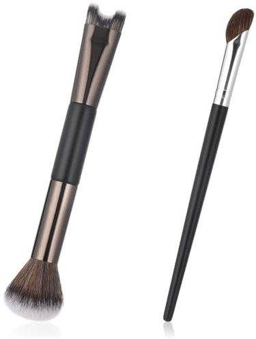 2 Stück U-Förmiger Nasenkonturpinsel 2-in-1-Make-up-Pinsel mit Zwei Enden U-Förmiger Make-up-Pinsel Mehrzweck-Winkelpinsel U-Förmige Flauschiger Make-Up Werkzeugset zum Formen und Definieren Nase