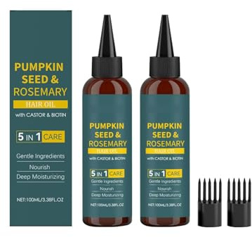 Pumpkin Seed And Rosemary Hair Oil, Organic Rosemary Hair Oil For Hair & Scalp, Repairs Dry And Damaged Hair, Strengthens Hair Rootss, Deep Conditioning & Nourishing, For All Hair Types (100ml, 2PC)