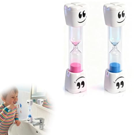 Jetstream 2 Pièces Sabliers Enfants Set, Sablier 2 Minutes, Sablier Brossage Dents Enfant, Minuteur Brossage Dents Enfant, Minuteur pour œufs, pour Jeux, Exercice, Etude, Brossage (Bleu/Rose)