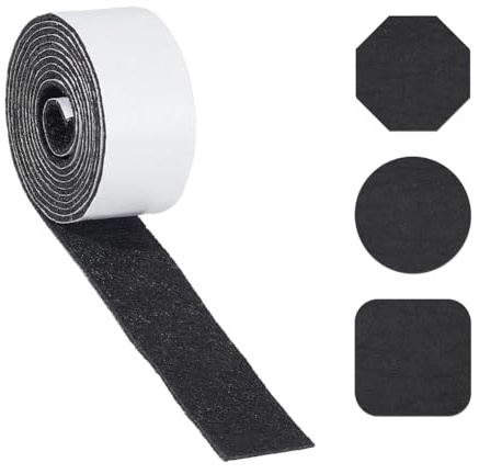 NBEADS 1 Rouleau 15 m Ruban Adhésif en Feutrine, Bande de Feutrine Noire de 24mm de Large et 1mm D'Épaisseur avec Ruban Adhésif pour la Protection des Meubles la Réduction du Bruit
