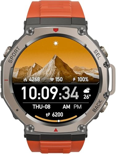 Cavinoo GPS Sports Smartwatch Bluetooth Calling 5ATM Waterproof (.Red.)