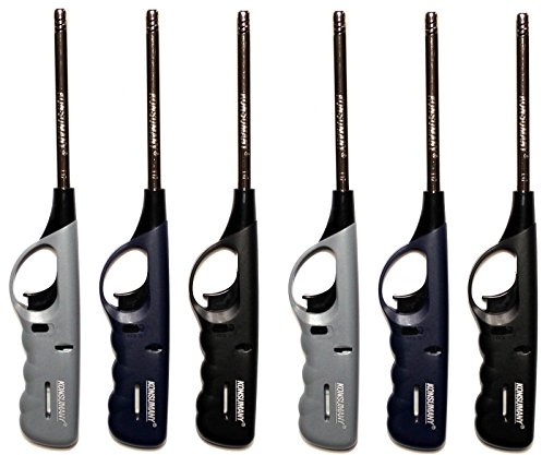 KONSUMANY Stabfeuerzeug Gasfeuerzeug 27 cm Lang Nachfüllbar (6X Je Farbe 2 Stück)