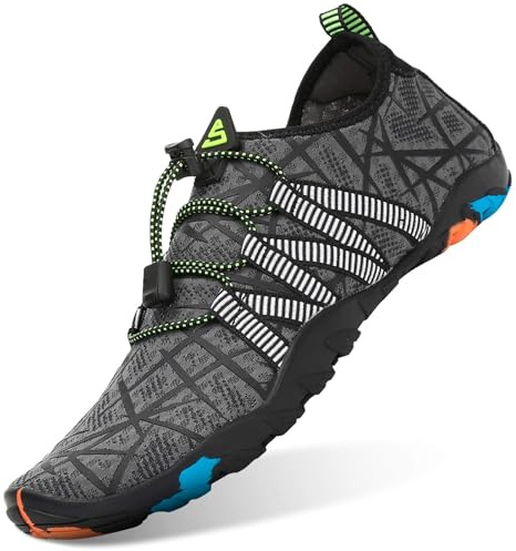 SAGUARO Badeschuhe Herren Wasserschuhe Männer Strandschuhe Damen Aquaschuhe Neoprenschuhe rutschfeste Schwimmschuhe Lichtgrau 43 EU