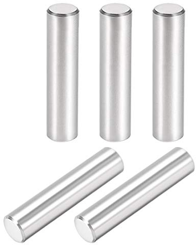 sourcing map 5 Stück Zylinderstifte Passstift 304 Edelstahl Zylindrischer Regalstützstift Befestigungselemente Silber Ton 8mm x 35mm
