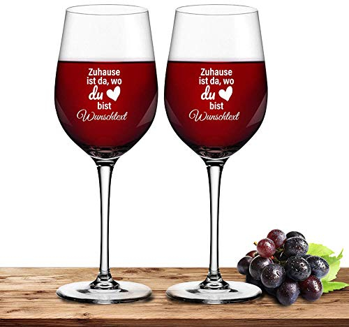 Deitert Leonardo Rotweinglas 430ml Ciao+ für Valentinstag mit Name oder Wunschtext (Zuhause, 2er-Set)