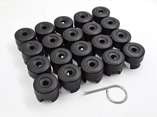 Partsdealers WHEEL NUT BOLT COVERS CAPS FOR VW TRANSPORTER T5 T5.5 TOUAREG AMAROK 19mm x20 NEW SET + TOOL (BLACK MATT)