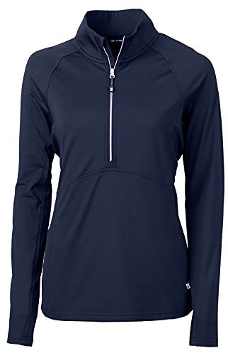 Cutter & Buck Long Sleeve Adapt Eco Knit Half Zip Pullover Chemise, Bleu Marine, M Femme