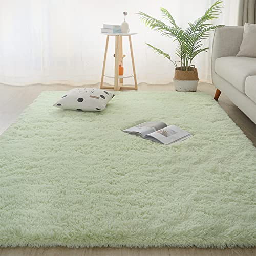 Jyswx Shaggy Teppich Wohnzimmer - Hochflor Flauschig Teppiche Waschbar - Moderne Langflor Teppich für Wohnzimmer, Schlafzimmer, Korridor, Schlafsaal, Größe:140x200 cm, Farbe: Grün