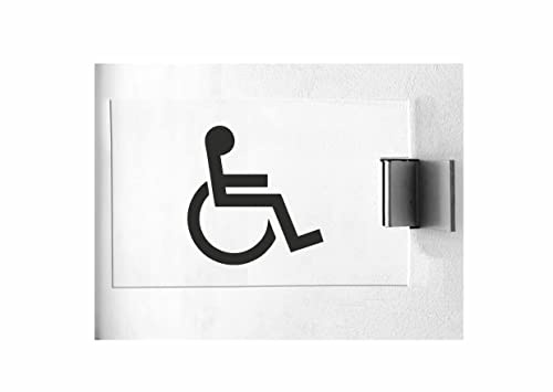 CARTELLO IN PLEXIGLASS A BANDIERA SEGNALETICO - toilette disabili - Con Supporto in alluminio & Stampa U.V. (20X31 CM)