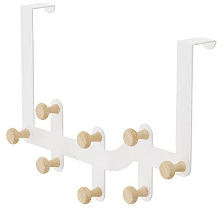 Yumyolk Türhaken weiß – Türhaken zum Einhängen – Weiße Kleiderhaken Tür – Türgarderobe ohne Bohren – Türhakenleiste mit 8 Haken - Haken Tür für 3-4,5 cm Dicke Tür zu hängen Mäntel, Hüte, Jacken