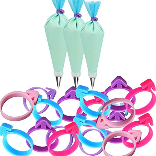 40 pezzi/100 fascette in silicone per sacchetti di pasticceria, riutilizzabili, per sacchetti di glassa, decorazioni per sacchetti di pasticceria, cupcake, biscotti e pasticceria (colore misto) (100