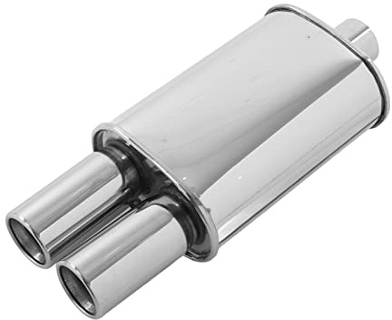 Tuyau de Silencieux D'échappement, Tuyau de Silencieux D'échappement de Voiture 63mm / 2.5in Entrée Double Sortie Acier Inoxydable Poli Modification Universelle