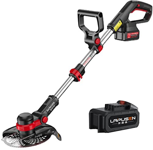 Coupe Bordure sans Fil avec 2 Piles(48V) Home and Garden Débroussailleuse Faucheuse avec Tige Télescopique 3 Types de Lames et Chargeur Coupe Bordure Electrique 1800W