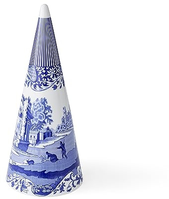 Spode x Blue Italian Decorative Cone Ornament - 13' Topiary Cone, Elegant Home Decor Accent for Tables, Mantels, Shelves, or Holiday Displays, Suitable for Adding a Touch of Style to Any Room