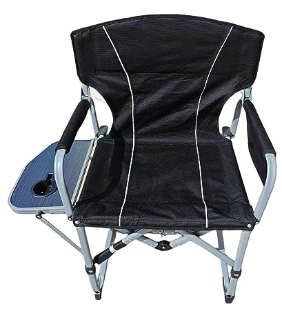 EvAnem Tragbarer Regiestuhl Aus Aluminium, Leichter, Übergroßer Campingstuhl, Mit Beistelltisch, Outdoor-Camping, Rasen, Picknick Und Angeln, Trägt 330 Pfund