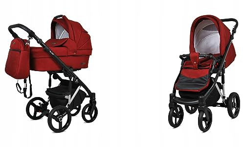 BabyLux® Carrito de Bebé Sistema de Viaje Set 2 en 1 - UZO - incl. Capazo, Silla de Paseo - Cochecito - Bolso cambiador, Cubierta para la lluvia, Mosquitera, Portavasos etc.